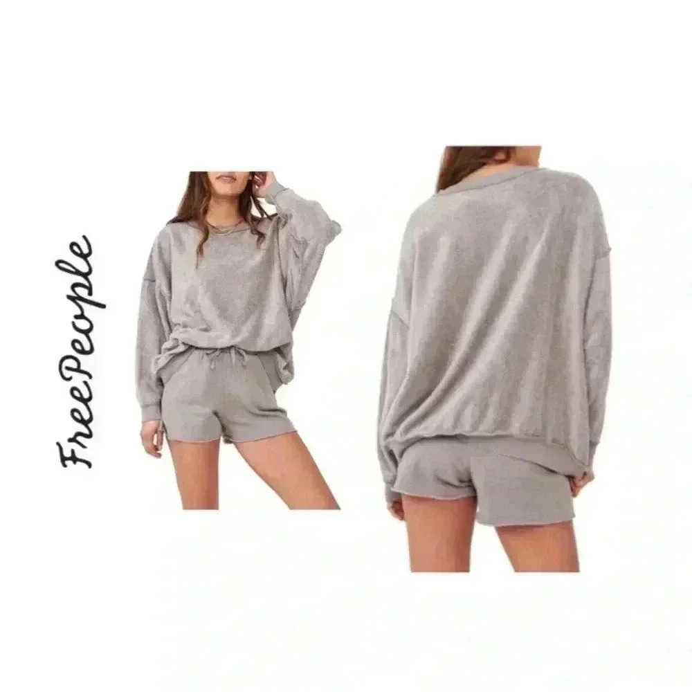 🆕 Free People Movement Storm Grey Kelly Oversize Sweater Top M🆕